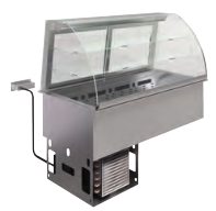 Vitrină refrigerată și ventilată pe cuvă refrigerată – 2 rafturi (Închisă)