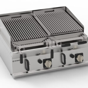 Grătar pe gaz cu rocă vulcanică (varianta de banc)