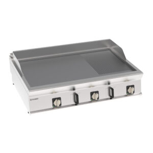 Grătar electric cu placă 1/3 striată, cromată, periată (versiune banc)