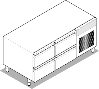 Bază refrigerată Tecno70 (GN1/1) - 4 sertare cu gaz R290