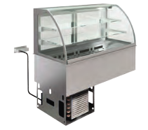 Vitrină refrigerată și ventilată pe cuvă refrigerată - 2 rafturi, curbată (Clapete)