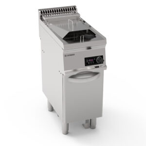 Friteuză electrică cu o singură cuvă de 14L, cu elemente de încălzire rabatabile și control electronic pe dulap închis