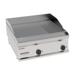 Grătar electric cu placă 1/3 striată cromată periată (versiune de banc)