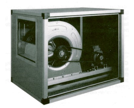 Ventilator centrifugal cu carcasă izolată, acționat prin curea