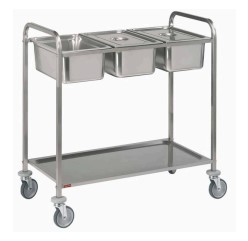 Cărucior de servire din oțel inoxidabil, 3x GN 1/1 + 1 nivel