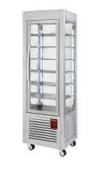 Vitrină panoramică, 5 rafturi, ventilată, 360 LT, Inox
