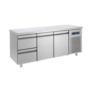 Masă frigorifică cu 2 uși GN și 2 sertare – 185 x 60 x 85 cm