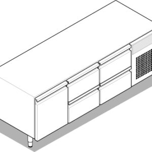 Bază refrigerată TECNO74 (GN1/1) - 1 ușă - 4 sertare cu gaz R290