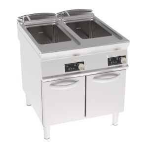 Fierbător de paste electric GN1/1, de sine stătător, cu două cuve 40+40L și control electronic, pe cabinet închis