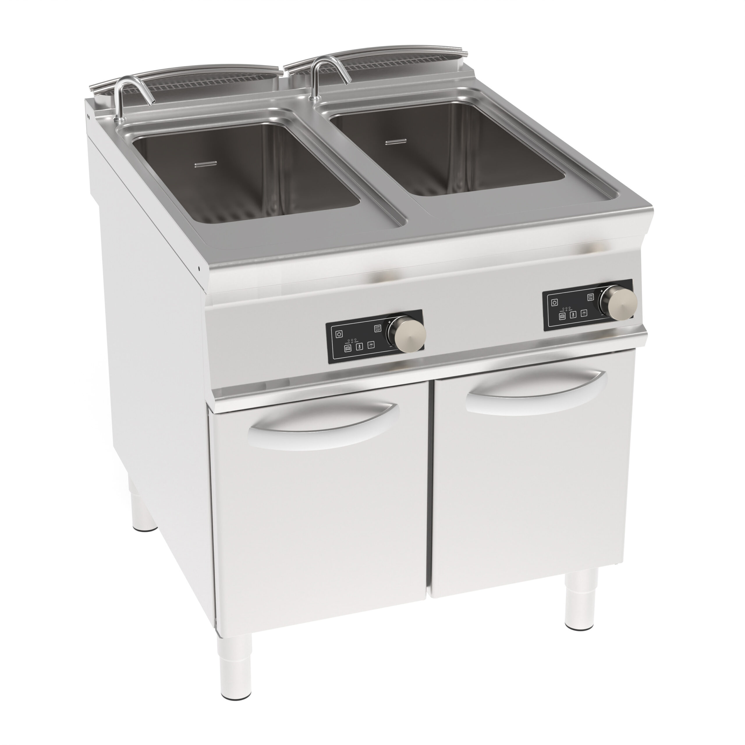 Fierbător de paste electric GN1/1, de sine stătător, cu două cuve 40+40L și control electronic, pe cabinet închis