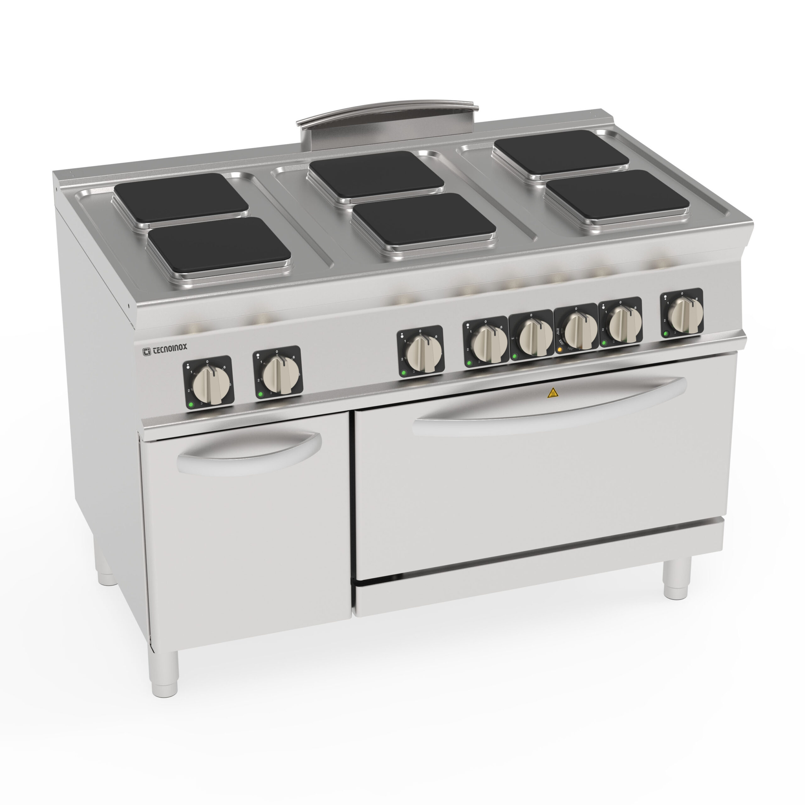 Aragaz electric cu 6 plite pătrate ermetice și cuptor electric static GN2/1