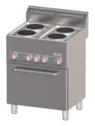 Mașină de gătit electrică pe cuptor electric cu convecție GN 1/1 - 4 Plite