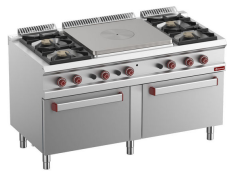 Aragaz 4 arzătoare, plite de gătit centrale, 2 cuptoare pe gaz GN 2/1 - SILVER 700
