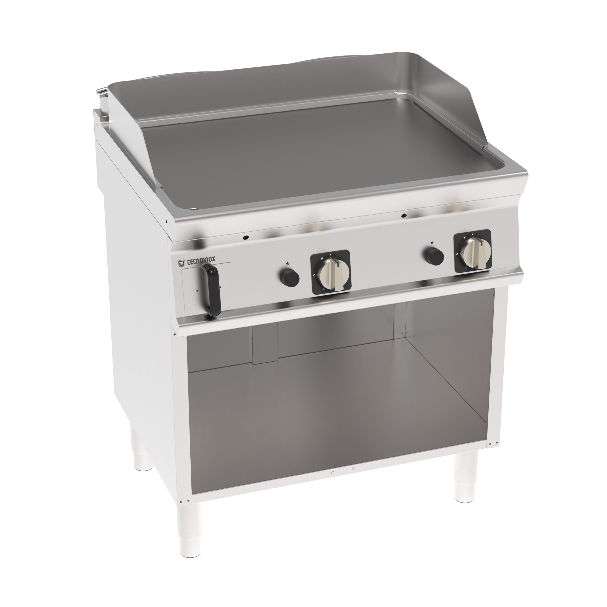Grill pe gaz independent cu placă netedă pe dulap deschis