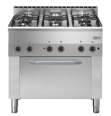 Mașină de gătit pe gaz cu 5 arzătoare și cuptor electric cu convecție 4x GN 1/1