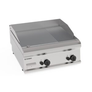 Fry-top pe gaz cu placă 1/3 striată, cromată periată (versiune de banc)