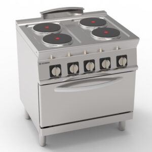 Aragaz electric cu 4 plăci rotunde ermetice pe cuptor electric cu convecție GN1/1
