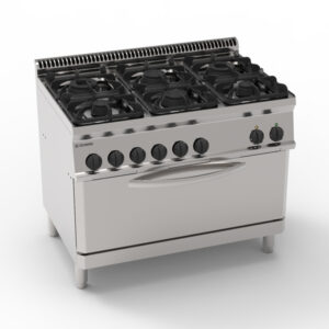 Aragaz pe gaz cu 6 arzătoare pe cuptor electric static de dimensiune completă