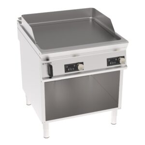 Grătar electric independent cu placă netedă și control electronic pe cabinet deschis