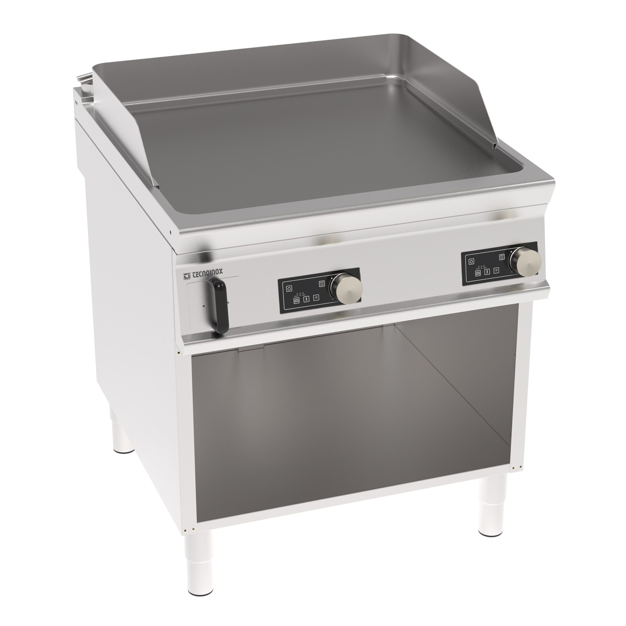 Grătar electric independent cu placă netedă și control electronic pe cabinet deschis