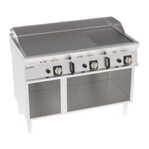 Grill pe gaz independent cu placă 1/3 striată pe dulap deschis