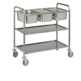 Cărucior de servire din oțel inoxidabil, 3x GN 1/1 + 2 niveluri