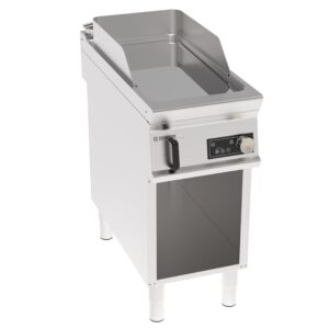Grătar electric independent cu placă netedă cromată și control electronic pe cabinet deschis