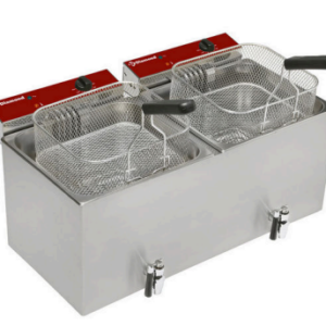 Friteuză electrică de banc, 2x 12 litri + robinet