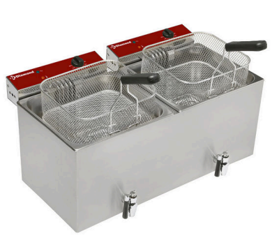 Friteuză electrică de banc, 2x 12 litri + robinet