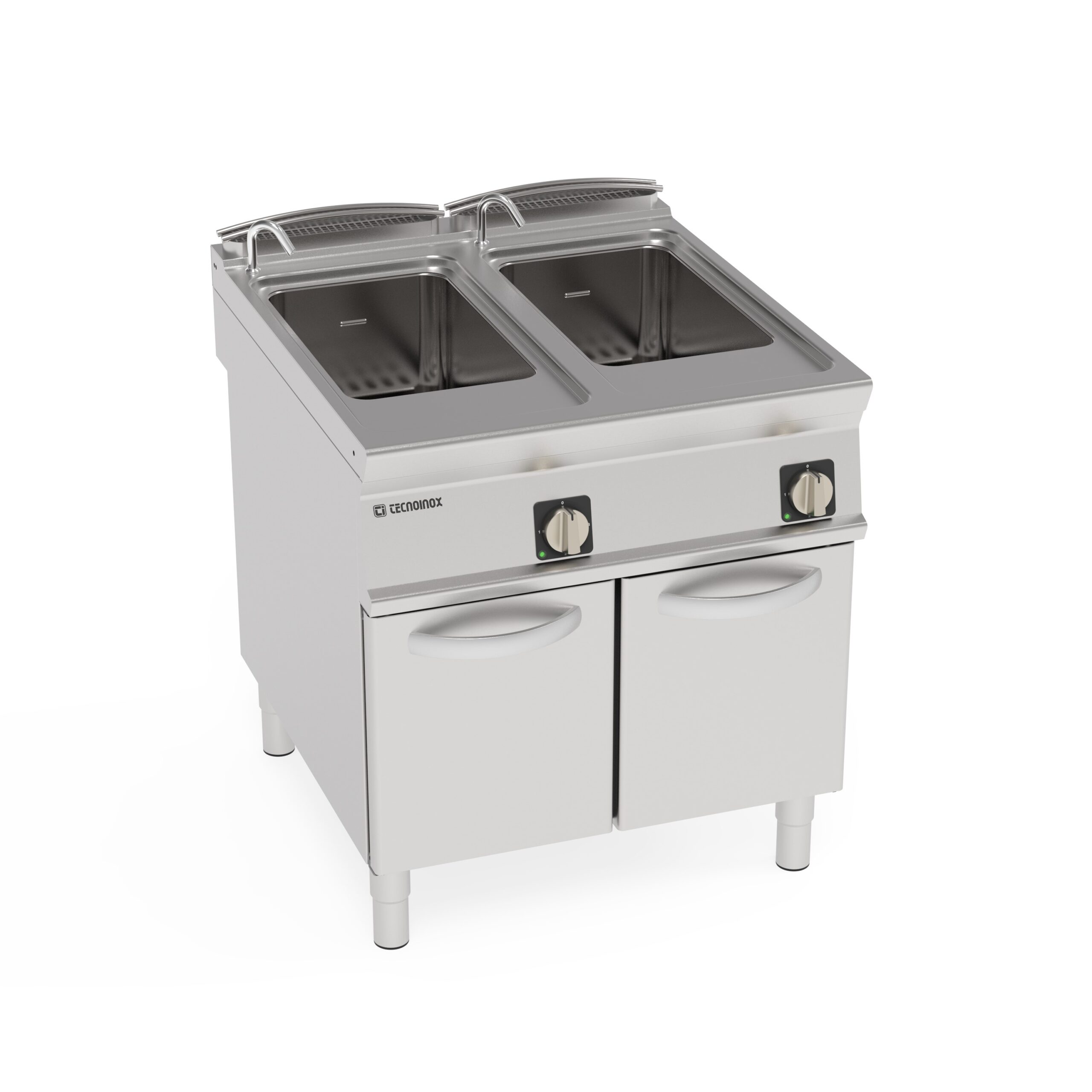 Fierbător de paste electric GN1/1, de sine stătător, cu două cuve 40+40L, pe cabinet închis