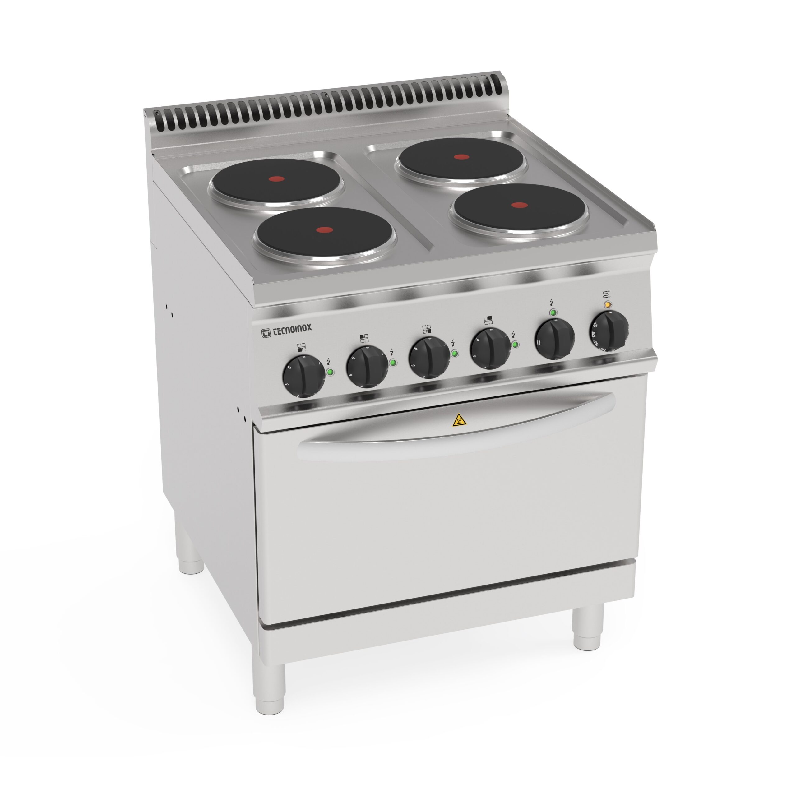 Plită electrică cu 4 plite rotunde ermetice pe cuptor electric static GN2/1 cu 1 grătar (diam 22 cm)