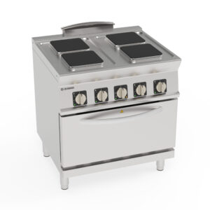 Aragaz electric cu 4 plăci pătrate ermetice pe cuptor electric cu convecție GN1/1