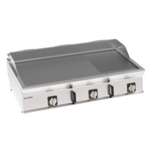 Grătar electric cu placă 1/3 striată, cromată periat (variantă de banc)