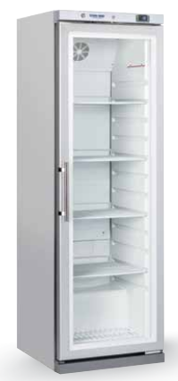 Cabinet frigorific vertical cu ușă din sticlă Inox