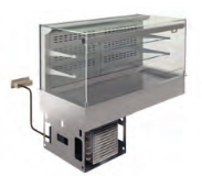 Vitrină refrigerată de perete pe blat refrigerat – 2 rafturi, dreaptă (Perdea)