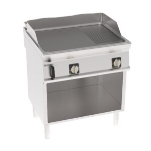 Grătar electric independent cu placă 1/3 striată pe dulap deschis