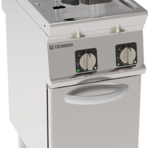Friteuză electrică independentă două cuve 8+8L cu elemente de încălzire rotative în cuvă pe dulap închis