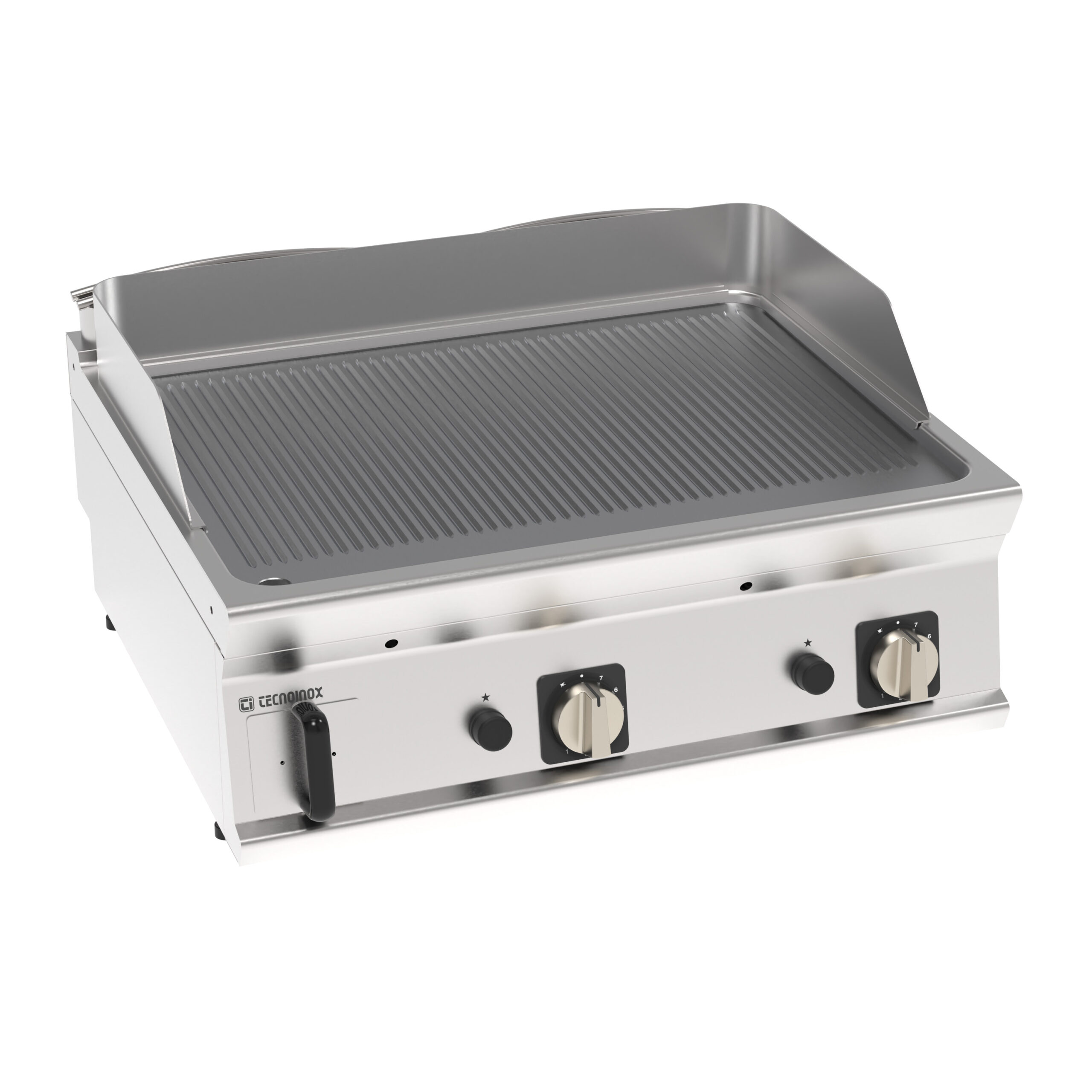 Grill pe gaz cu placă periată, cromată, striată (varianta de masă)