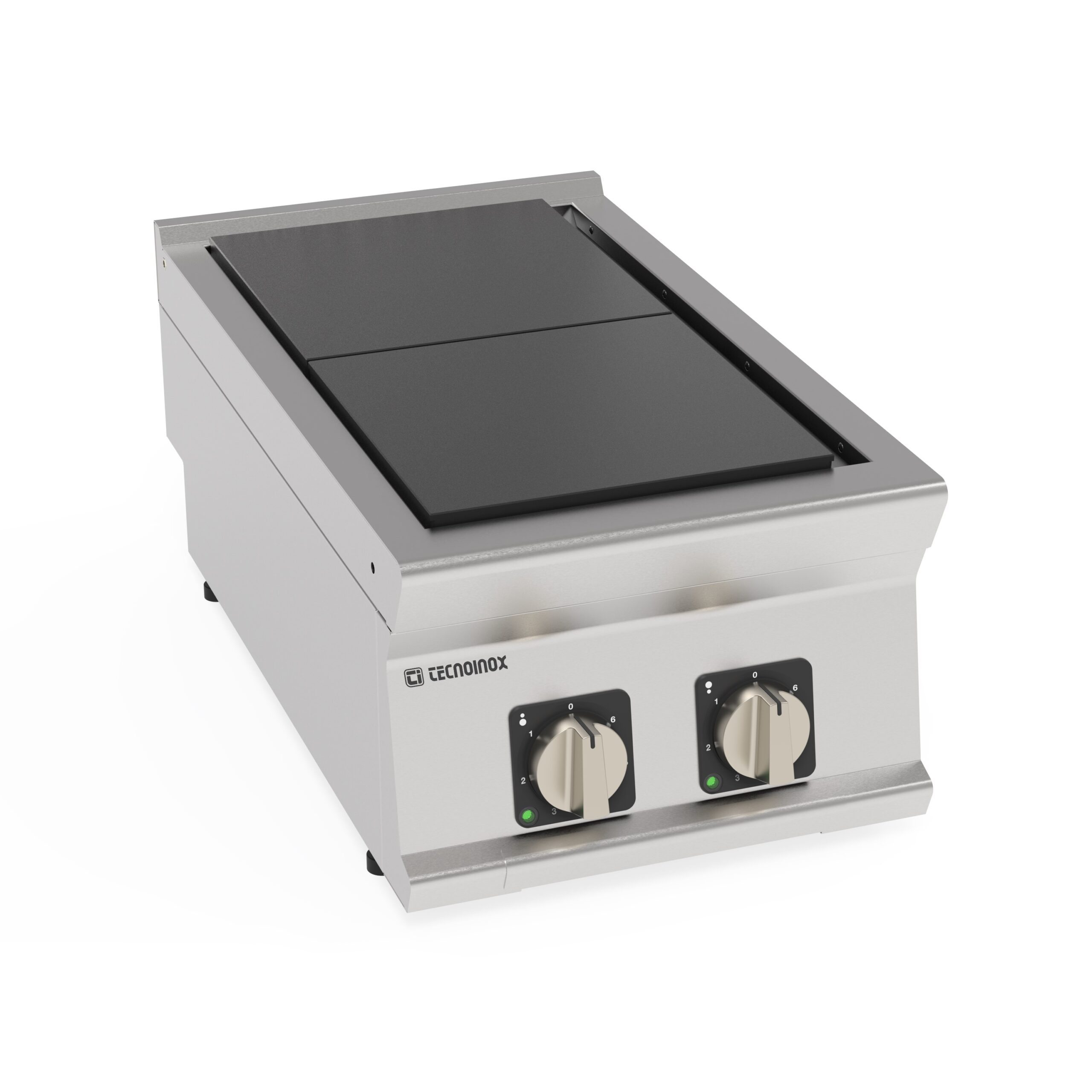 Plită electrică cu 2 plăci pătrate coplanare rabatabile (varianta de banc)