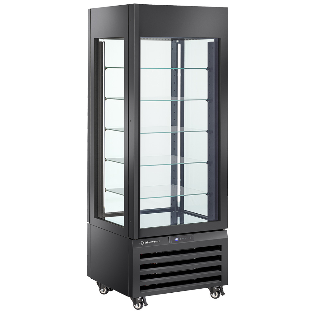 Vitrină FULL 440 Lt., 5 niveluri de sticlă, ventilată - PATISERIE - NEGRU