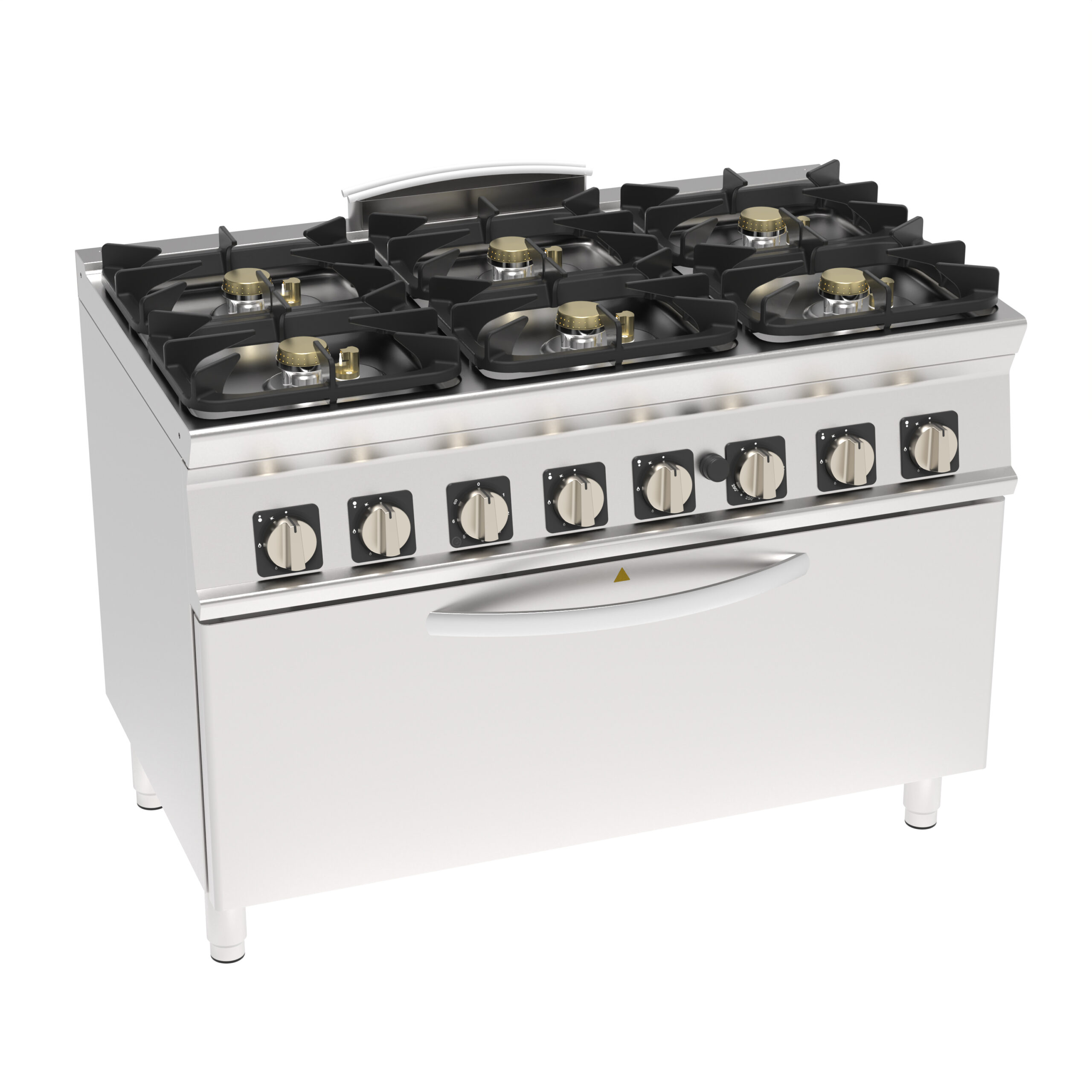 Aragaz pe gaz cu 6 arzătoare hermetice și grătar din fontă pe cuptor pe gaz de dimensiuni mari (92.5x63x30 cm) cu 1 grătar