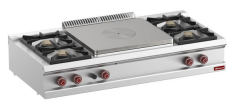 Aragaz cu 4 arzătoare și plită solidă centrală - Banc - SILVER 700