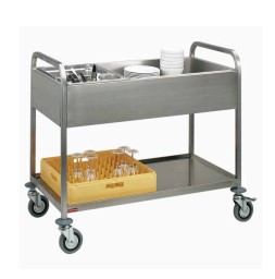 Cărucior de servire din oțel inoxidabil, 3x GN 1/1, raft inferior