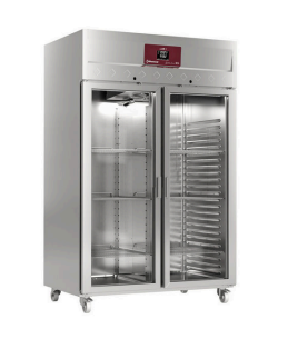 Congelator ventilat 1400 litri, 2 uși din sticlă GN 2/1, pe roți - Gastro Line