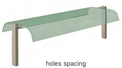 Suport Curbat, Geam Securizat Dublu, Suport Tubular 60x30mm (Lustruit)