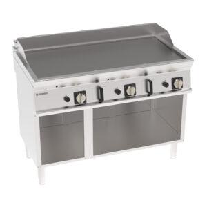 Grill pe gaz cu placă netedă pe dulap deschis