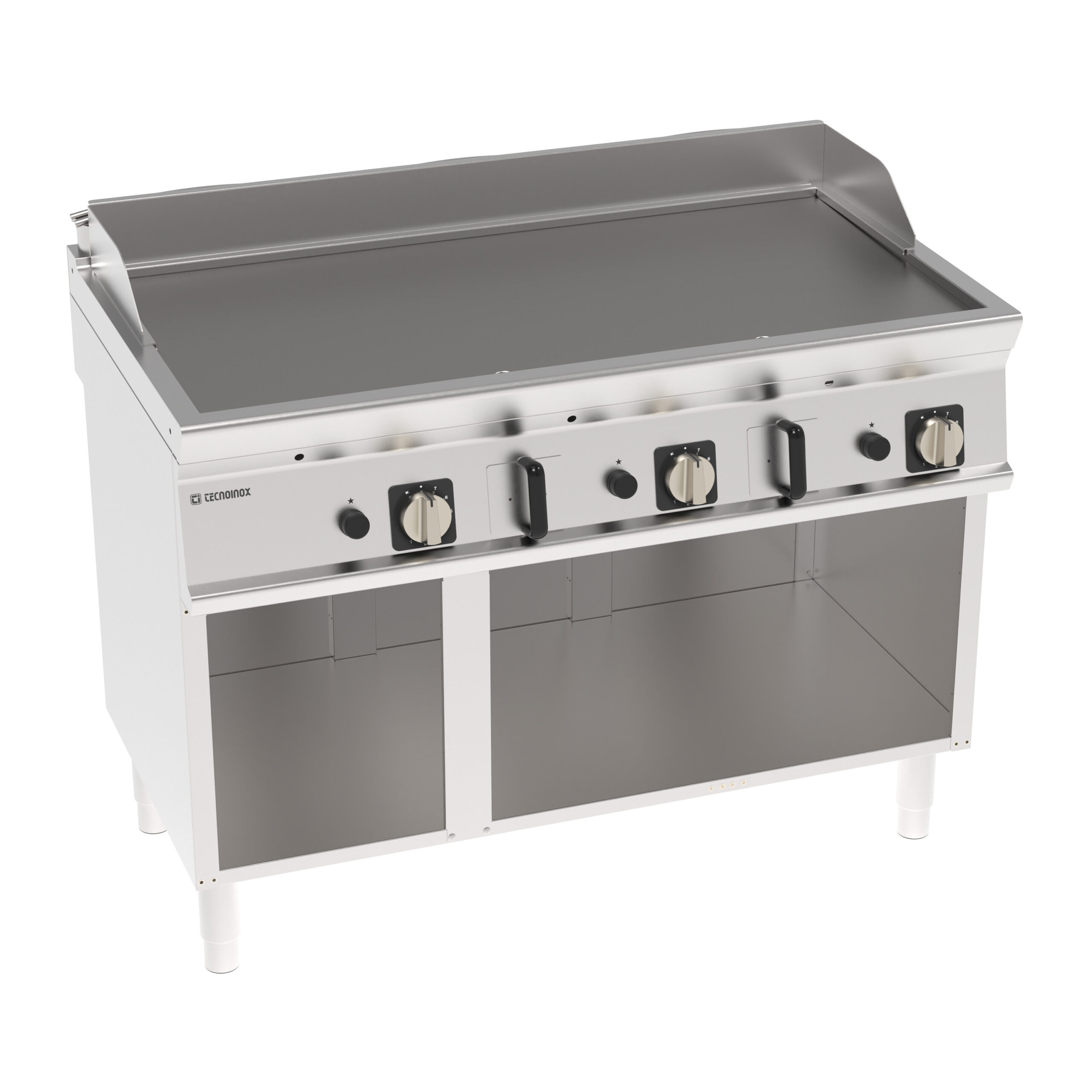 Grill pe gaz cu placă netedă pe dulap deschis