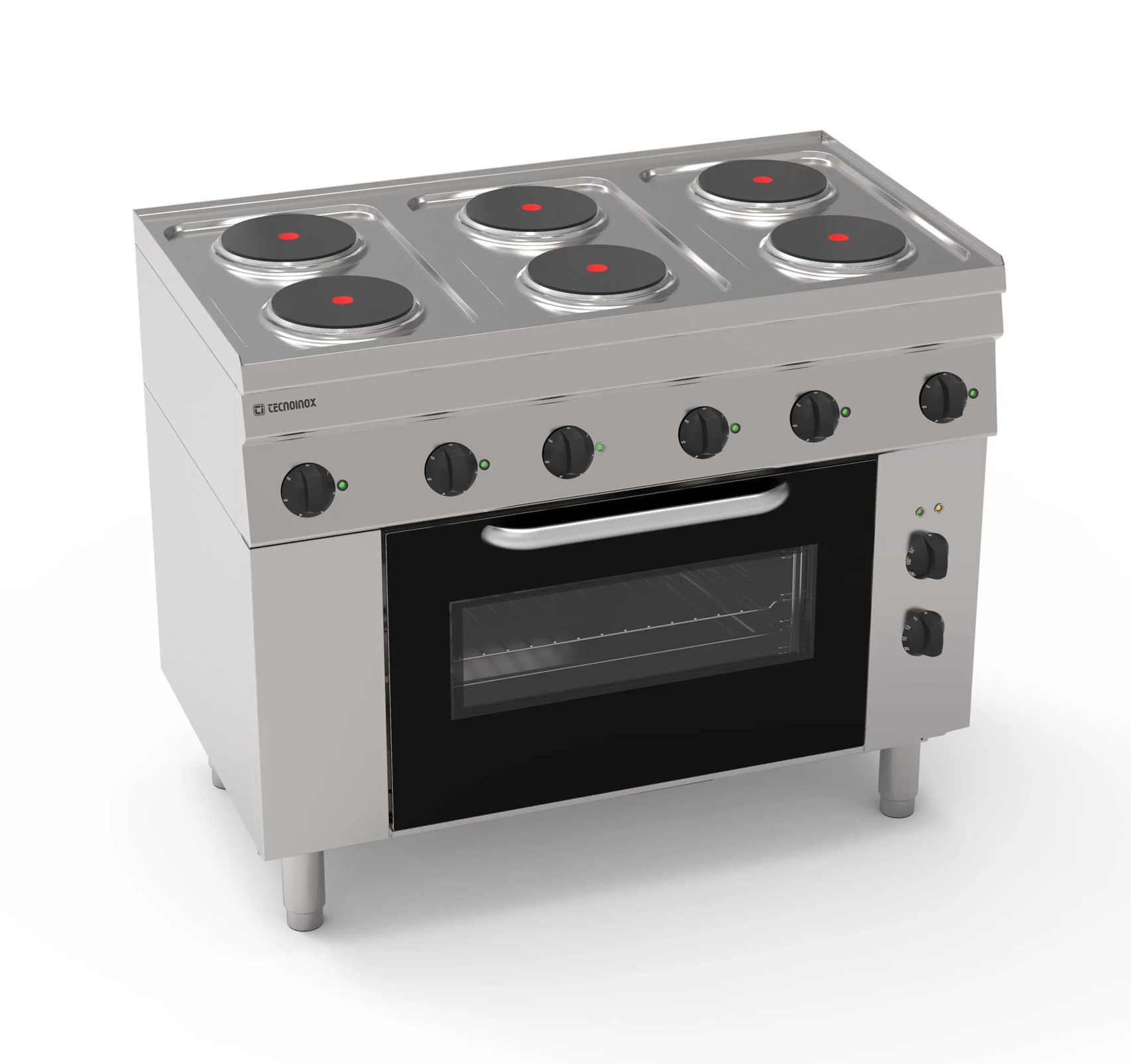 Aragaz electric cu 6 plite rotunde ermetice pe cuptor electric cu convecție