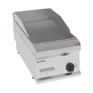 Grătar electric cu placă striată cromată periată (versiune de banc)