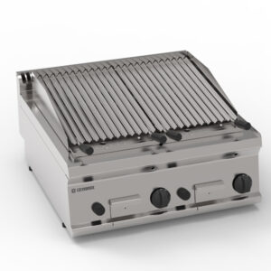 Grătar pe gaz cu rocă vulcanică, varianta top, cu grătar din inox în formă de V